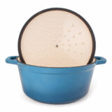 BergHOFF's Neo Cast Iron round stockpot lid removed blue