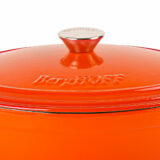 BergHOFF's Neo Cast Iron round stockpot orange closeup of lid