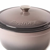 BergHOFF's Neo Cast Iron round stockpot dark grey lid close up