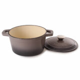 BergHOFF's Neo Cast Iron round stockpot dark grey lid removed