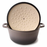 BergHOFF's Neo Cast Iron round stockpot dark grey lid removed