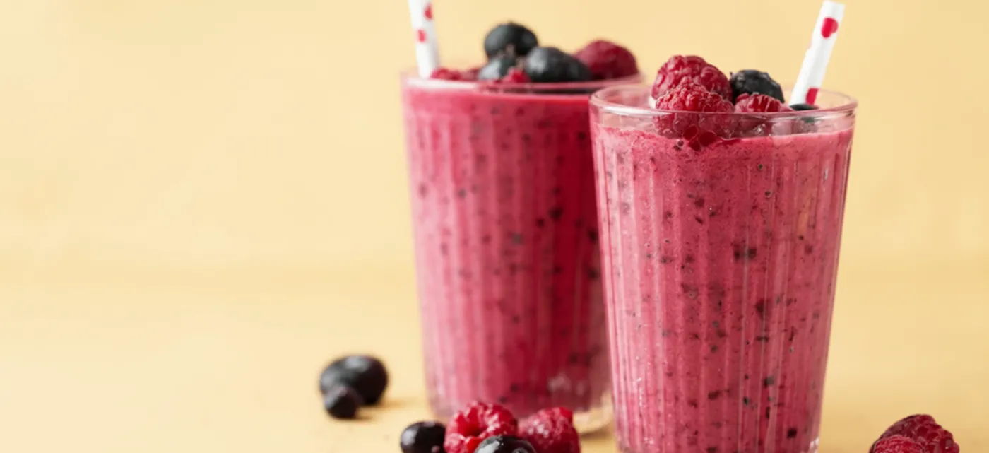 2 glasses of mixed berry smoothies
