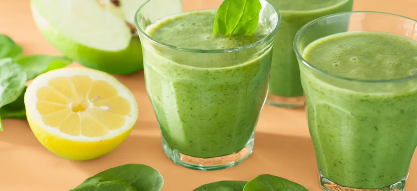Two glasses of green smoothies