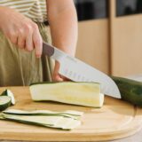 Aubergine large santoku knife stainless steel blade
