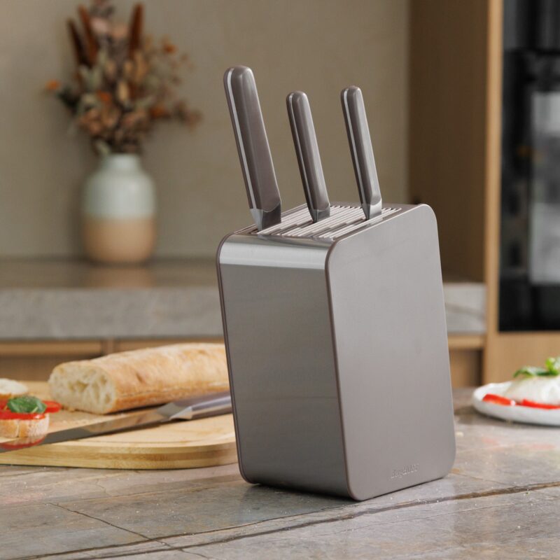 Empty rectangular kitchen knife block