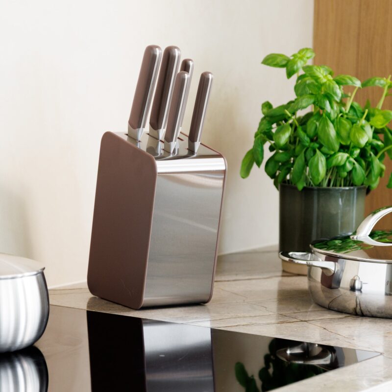 Elements five kitchen knives and storage block