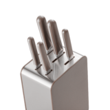 Aubergine knife block set on worktop