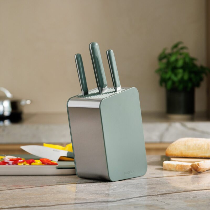 Empty rectangular kitchen knife block