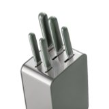 Khaki knife block set on worktop