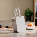 Empty rectangular kitchen knife block
